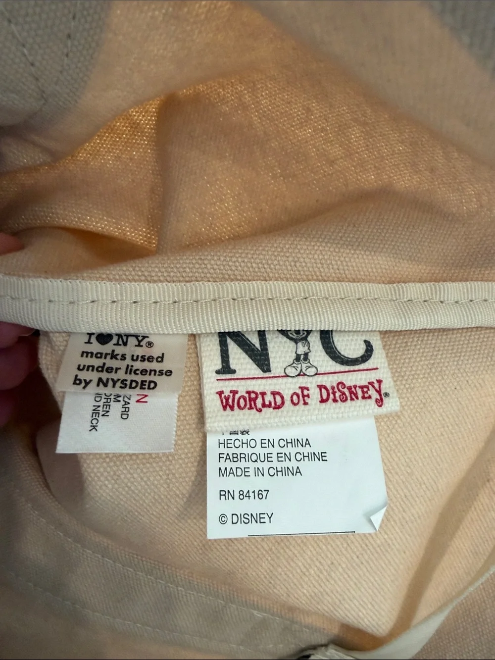 Vintage Classic Canvas Disney Tote Bag I LOVE NY Mickey NYC World of Disney